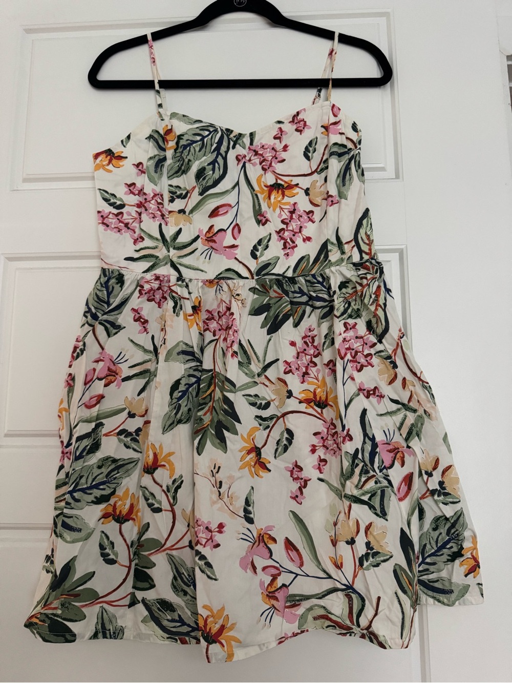 H&M Tropical Floral Spaghetti White with Pink & Green Floral
